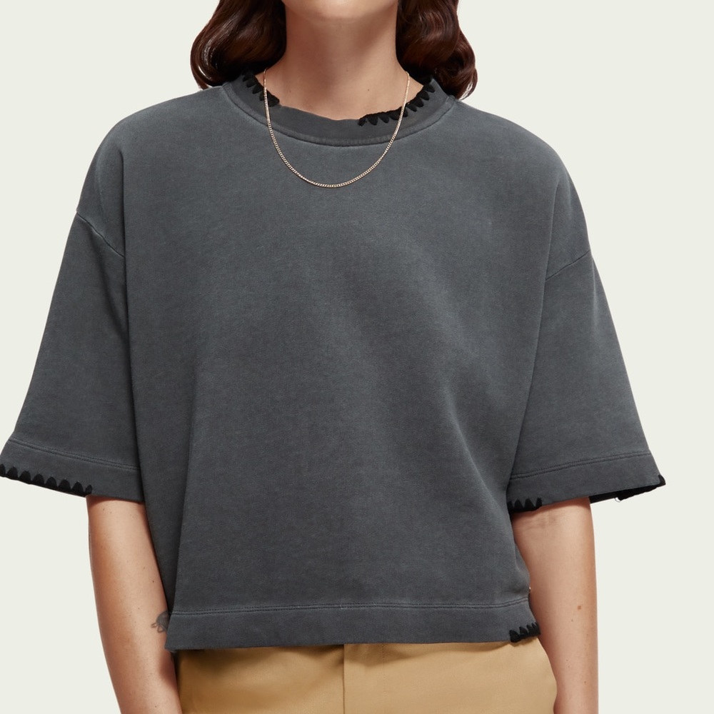 Scotch & Soda Boxy-fit organic cotton crewneck Embroidered T-shirt | S